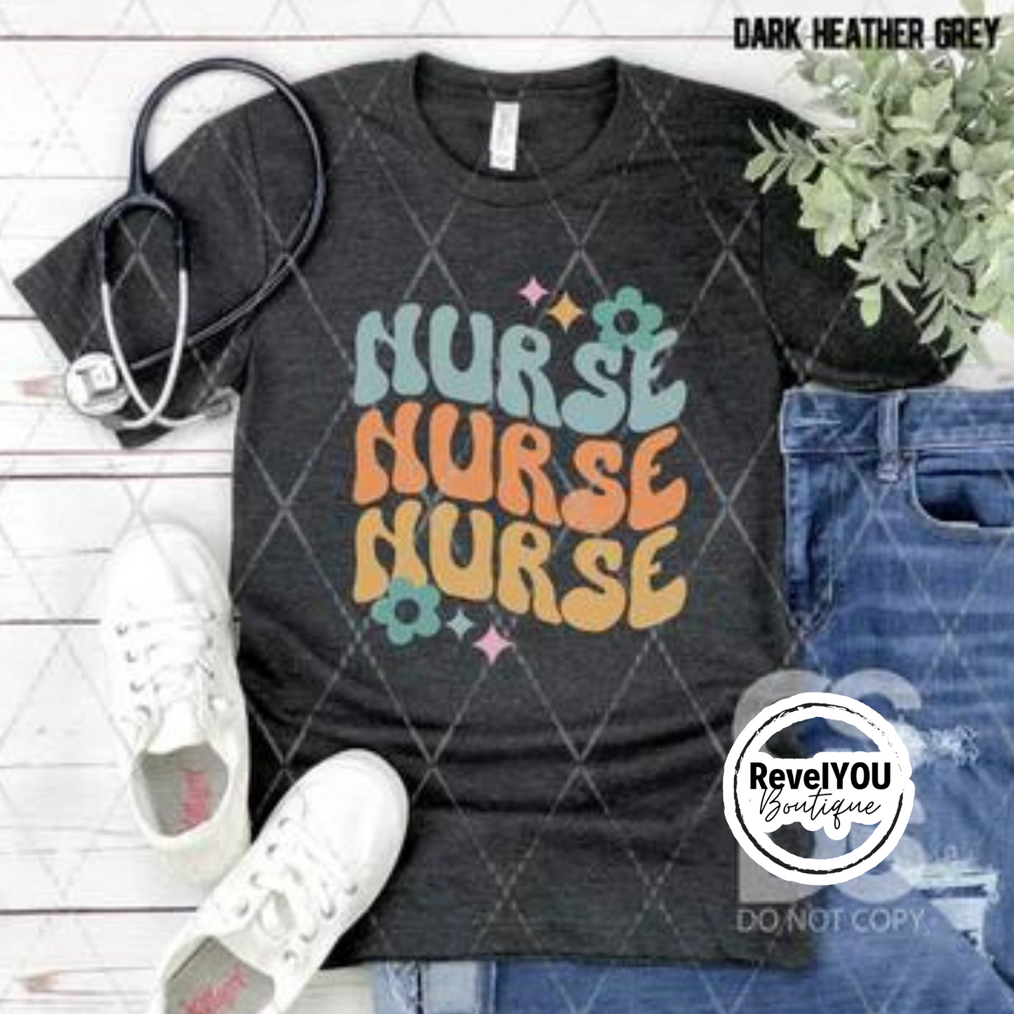 Nurse Retro Flower Wave Stack