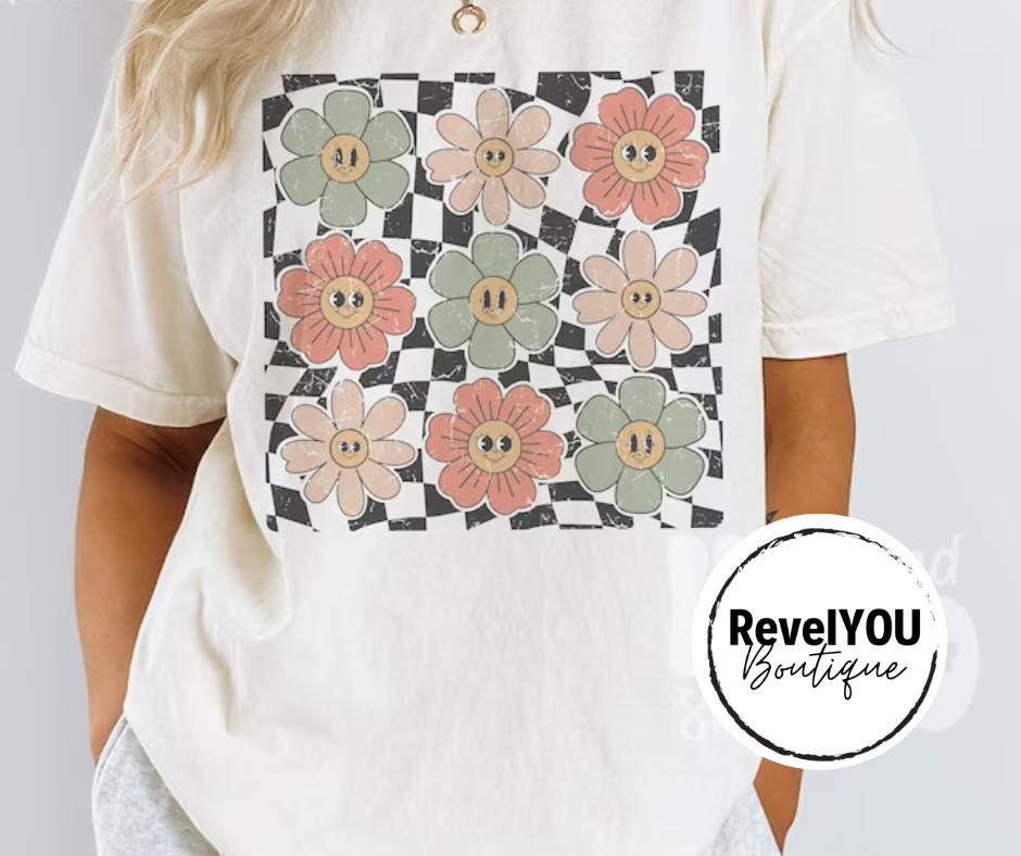 Checkered Retro Flowers