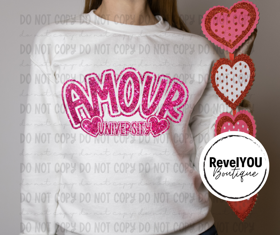 Amour University FAUX Glitter - Pink