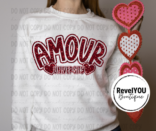 Amour University FAUX Glitter - Maroon