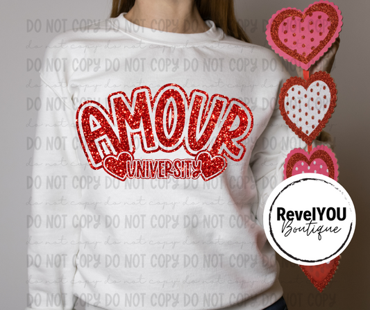 Amour University FAUX Glitter - Red