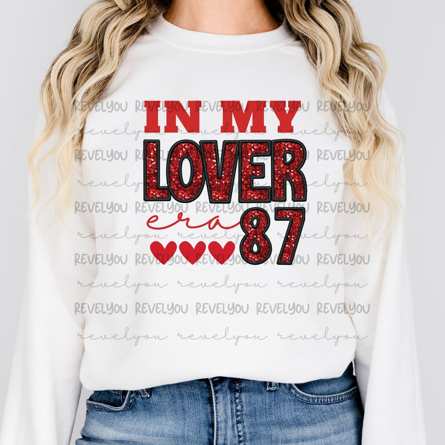 Red In My Lover Era 87 Faux Embroidery/Glitter