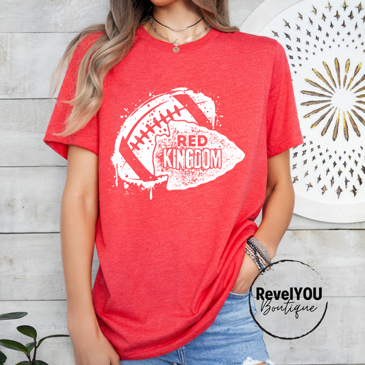 Grunge Red Kingdom Football Drip White