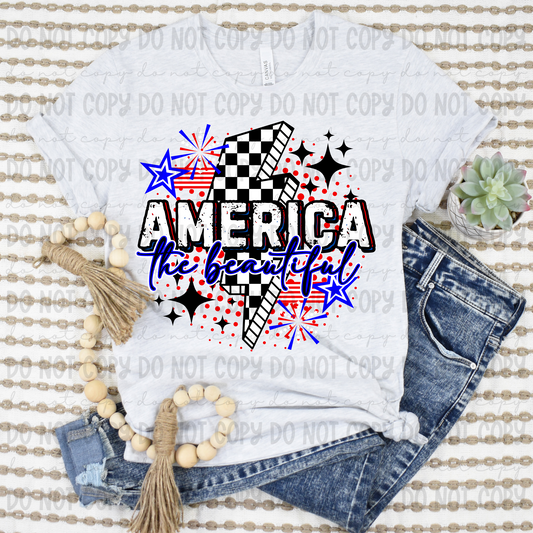 America The Beautiful Blue Script