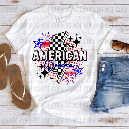 American Woman Blue Script