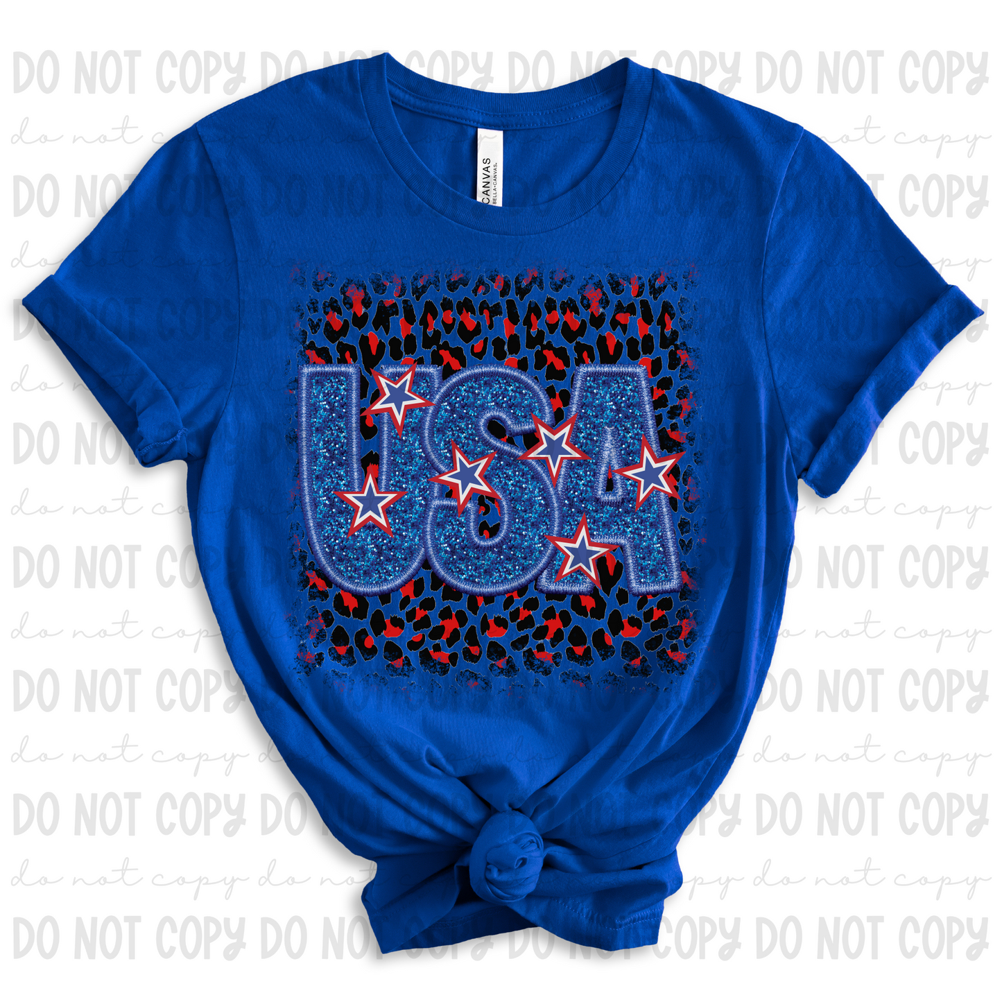 Leopard USA Faux Embroidery/Glitter