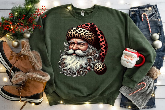 Vintage Santa Red Tan Leopard