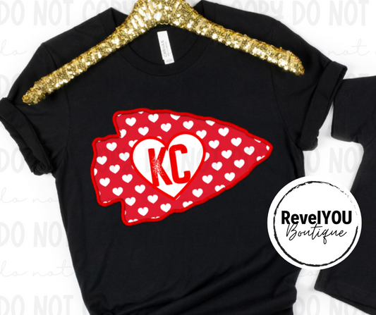 KC FAUX EMBROIDERY Red Heart Arrowhead